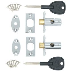 Concealed Window Security Rack Bolts 32mm Pack of 2 + 2 Keys - Satin Chrome - tradefit