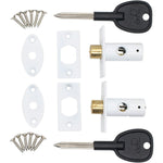 Concealed Window Security Rack Bolts 32mm Pack of 2 + 2 Keys - White - tradefit - 1