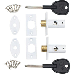 Concealed Window Security Rack Bolts 32mm Pack of 2 + 2 Keys - White - tradefit